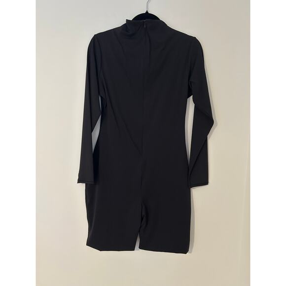 SKIMS All In One Long Sleeve Mid Thigh Bodysuit Solid Black Mockneck EUC XL - Picture 6 of 8